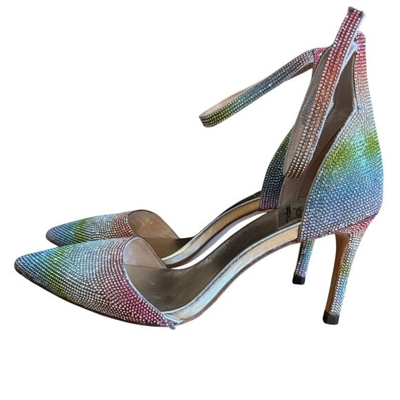 JEFFREY CAMPBELL | Rainbow Bling Rhinestone Solitaire Grand Prix Heels | Size 9 - Picture 5 of 10